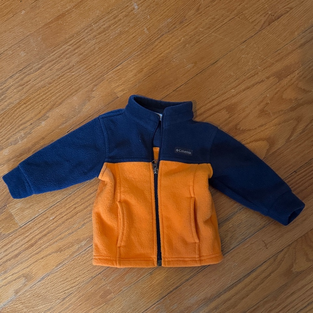Columbia Youth Fleece Jacket in Orange and Navy